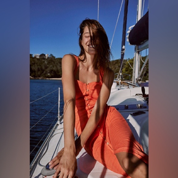 Free People Beach Lafayette Midi Dress | Capri Orange - Picture 2 of 6